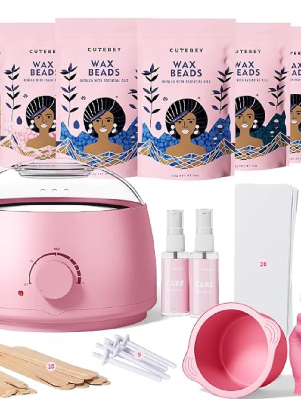 Amazon Pink Wax Warmer Kit with Pink Beads & Accessories